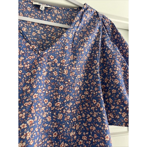 Madewell Blue Floral Summer Vines Puff Sleeve Blouse Size XS - Picture 2 of 6